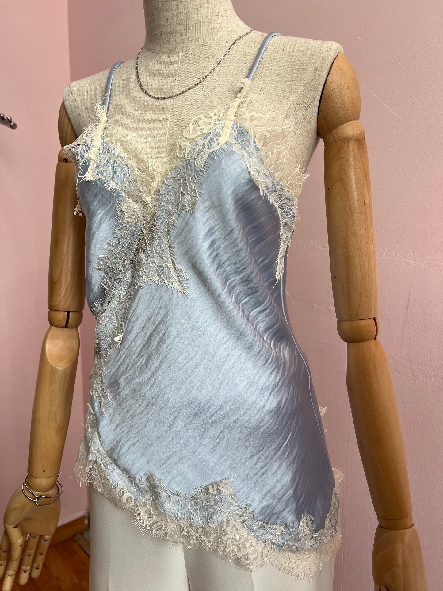 Blusa azul bebé de encaje#11923