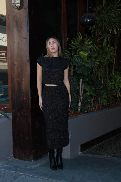 Set de tela suéter negro c lentejuela #11641