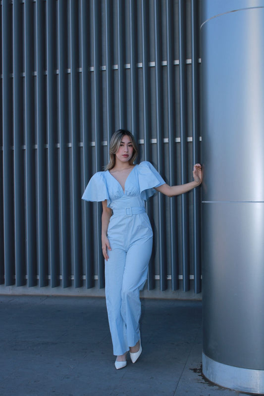 Jumpsuit azul claro con cinto #10887
