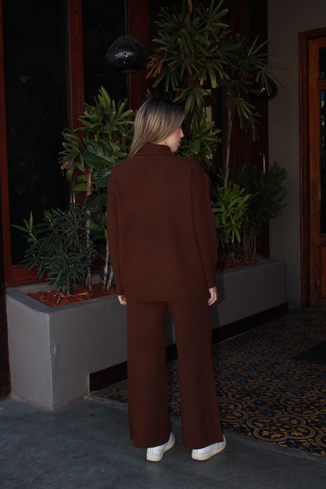 Conjunto de Pans café tejido #11540