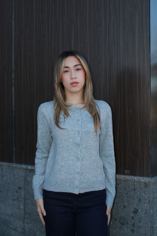 Suéter, tejido gris de botones #11612￼