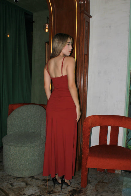 Vestido largo guinda #11498