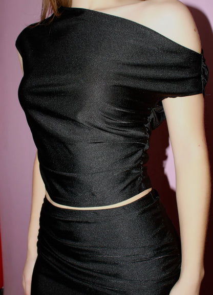 Conjunto negro lycra falda/top #11808