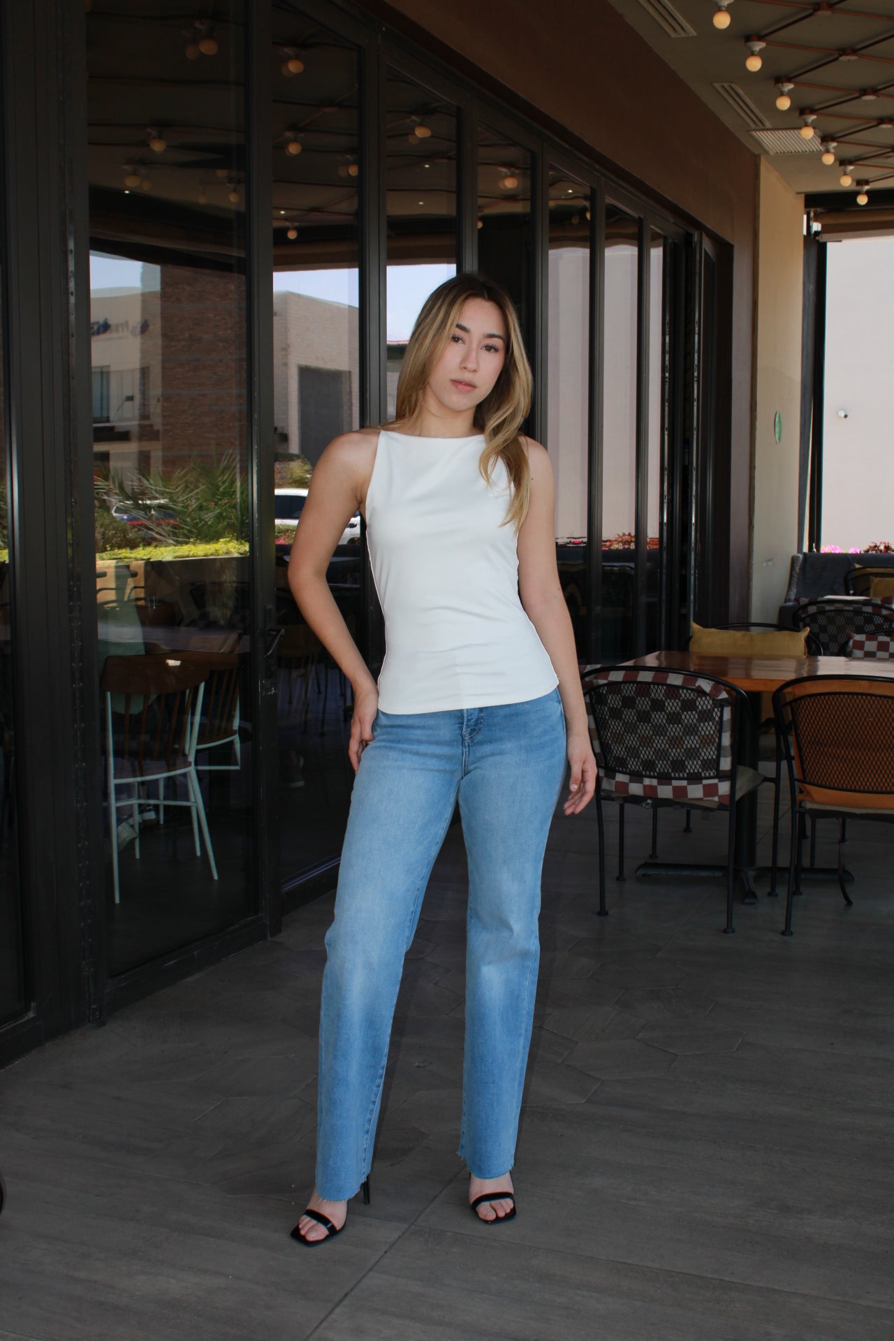 Blusa blanca de mini tirantes #11297