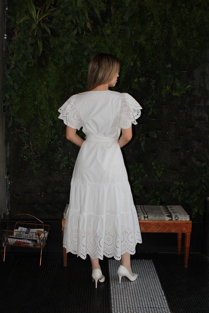 Vestido Largo Blanco con bordado #11323