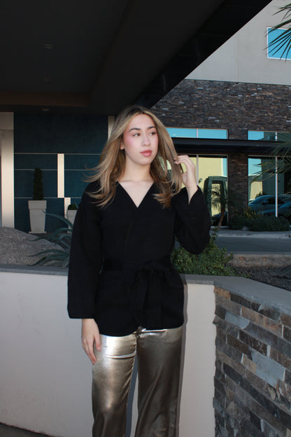 Blusa cardigan negra #11659