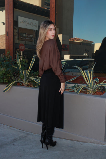 Blusa café bonbacha hombro descubierto #11573