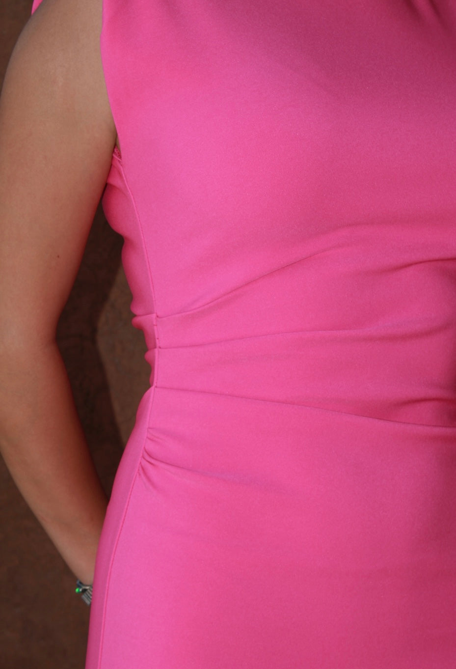 Vestido rosa c hombreras #11253