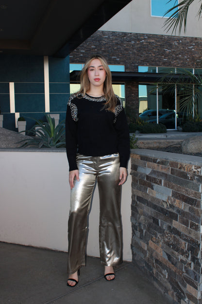 Suéter negro con piedras #11674