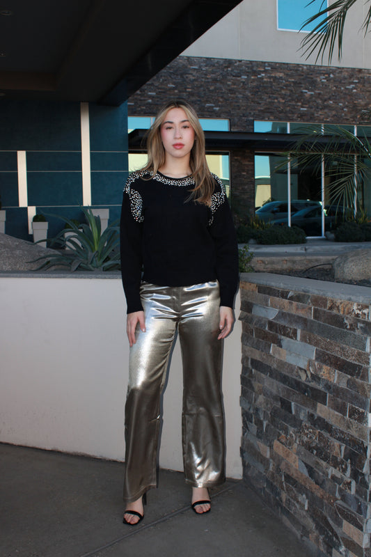 Suéter negro con piedras #11674