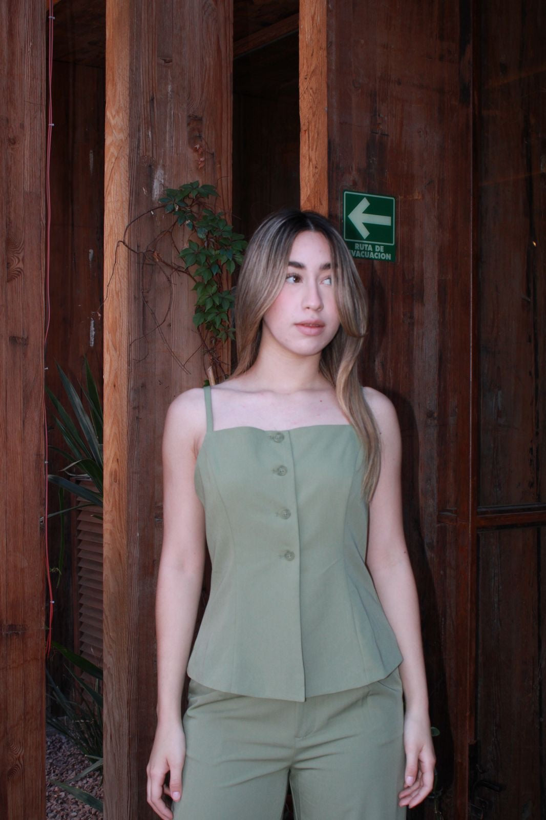 Conjunto de dos piezas verde #10966