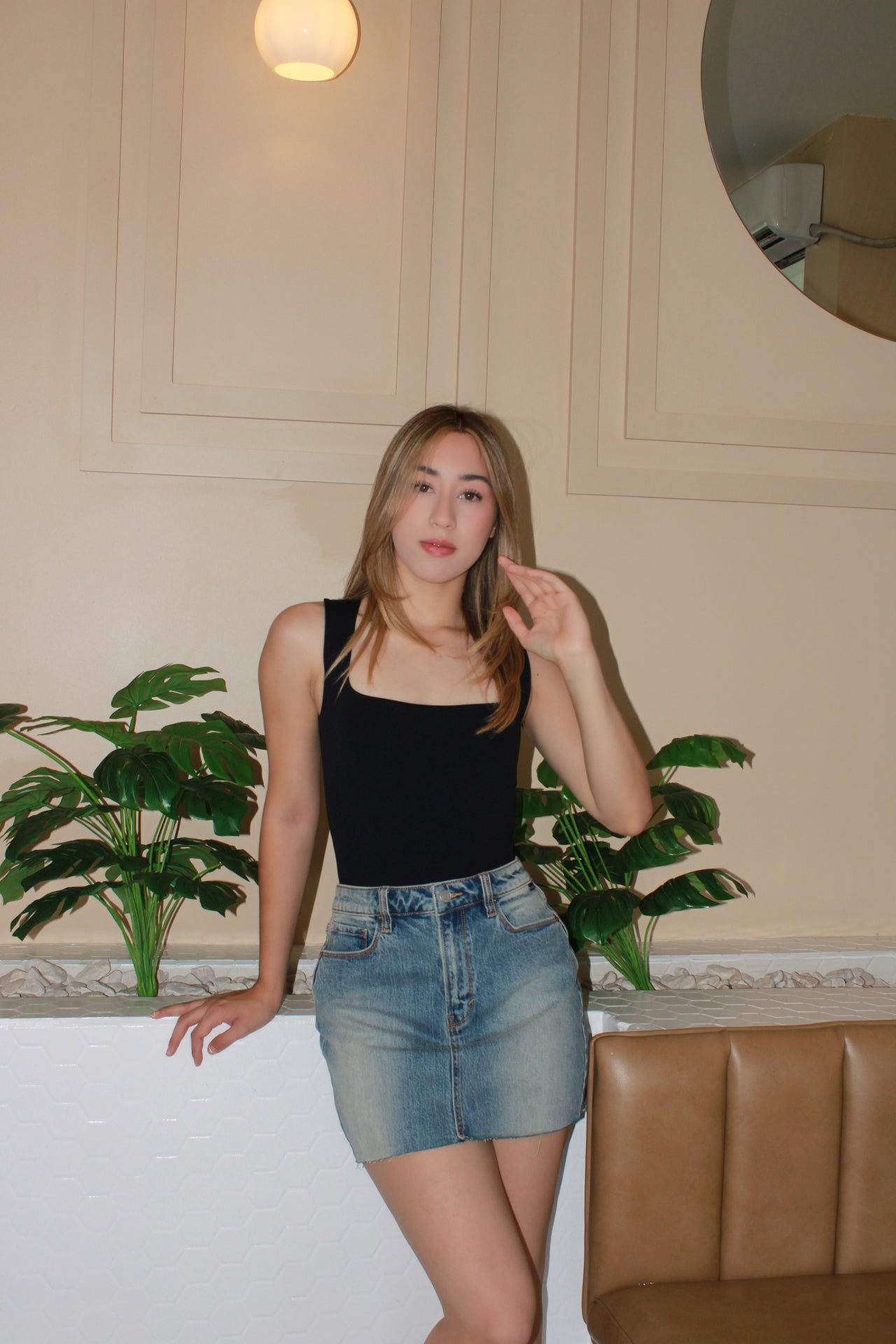 Pantiblusa negra escote cuadrado sin mangas #11330