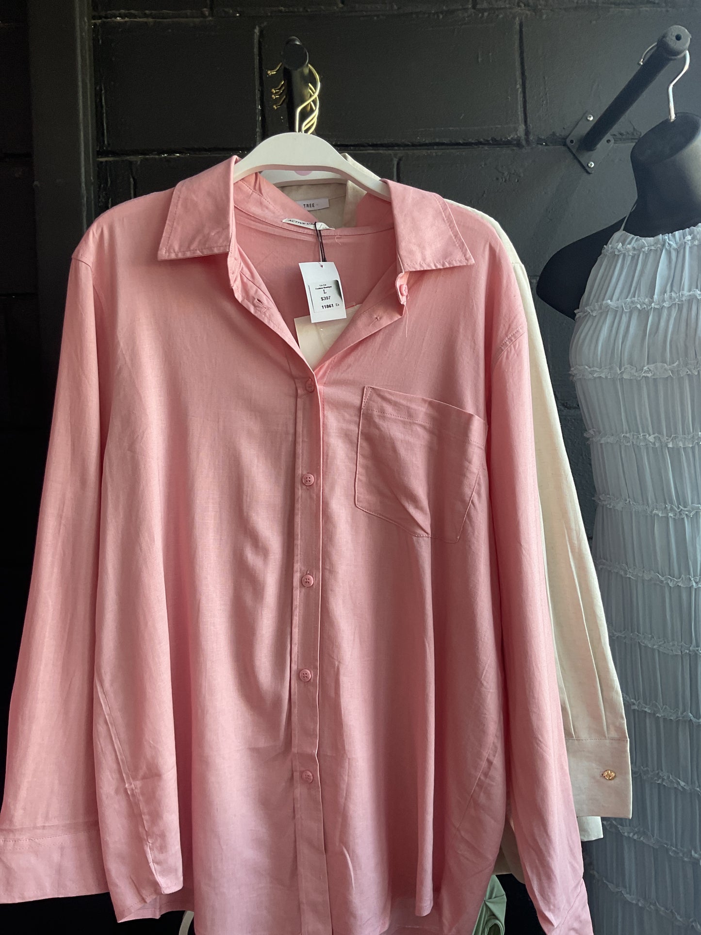 Camisa, rosa de botones #11861￼