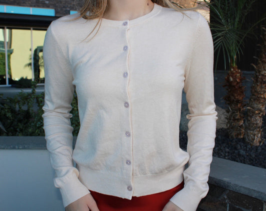 Suéter de botones beige crema #11611