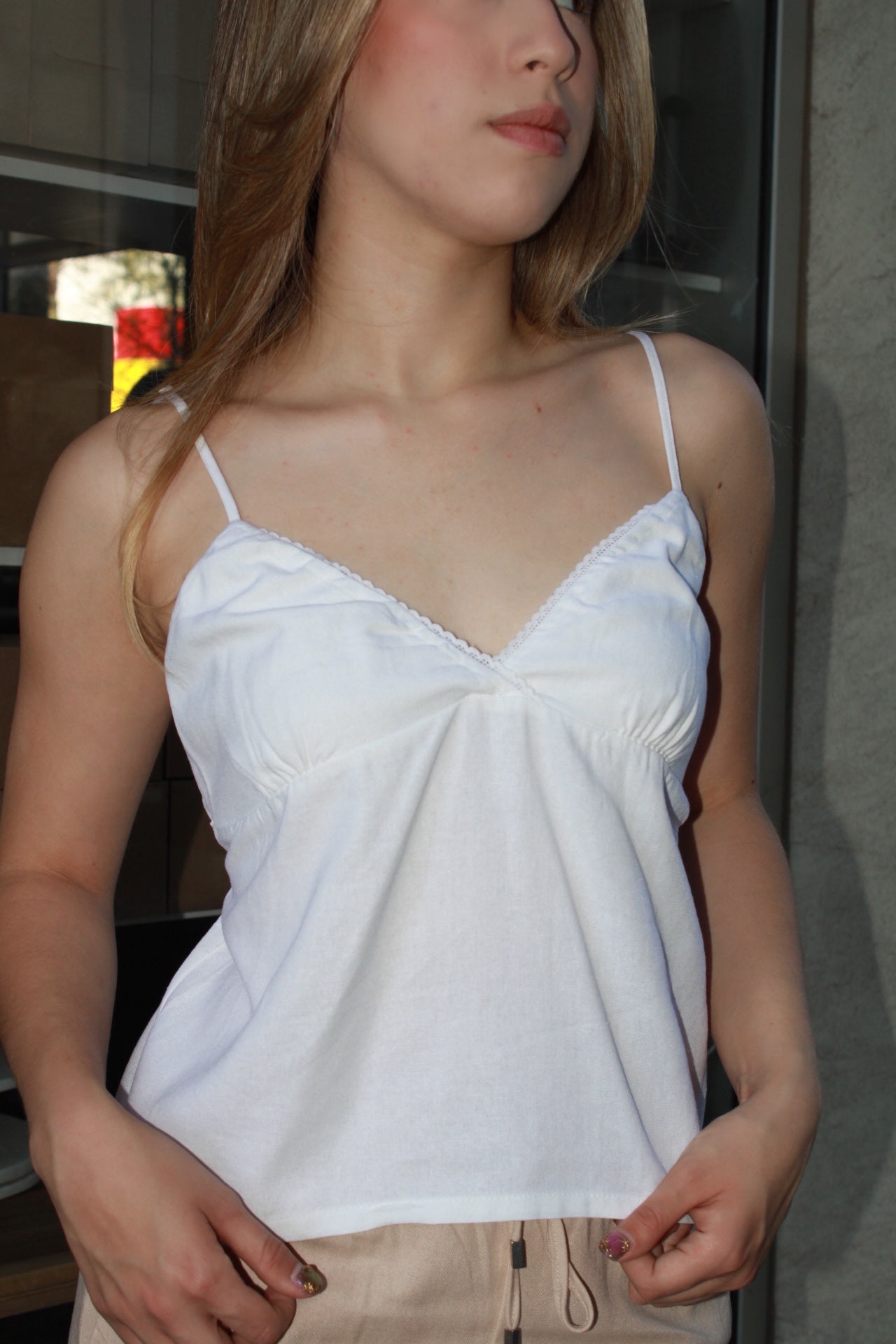 Blusa tirantes c encajito blanca #11107