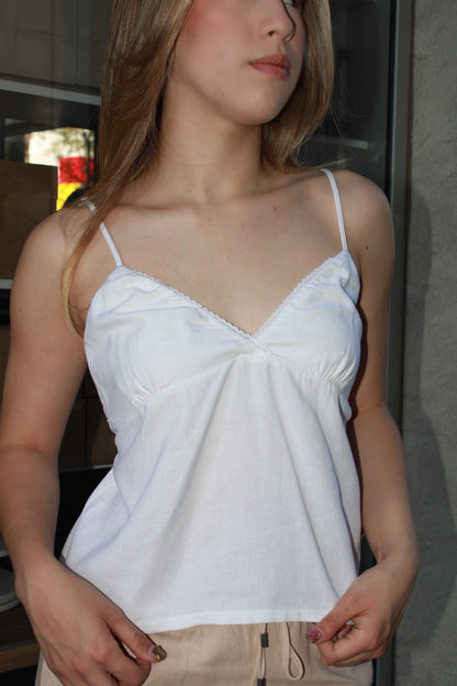 Blusa tirantes c encajito blanca #11107