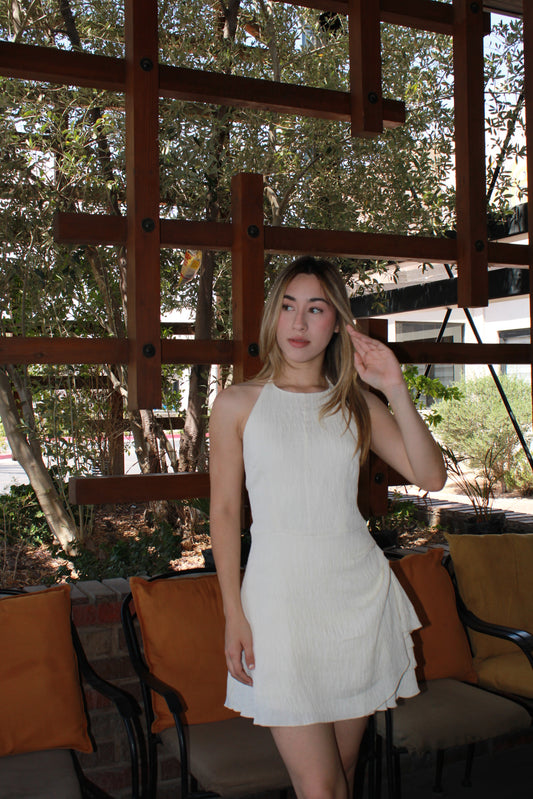 Vestido playero corto color crema #11282