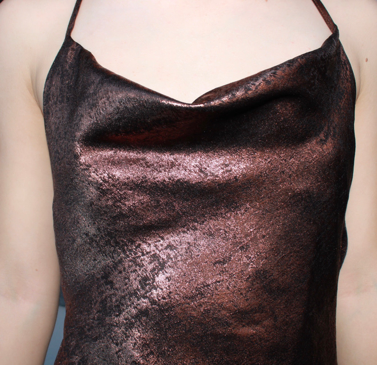 Vestido largo café brilloso #11668