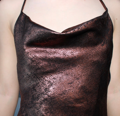 Vestido largo café brilloso #11668