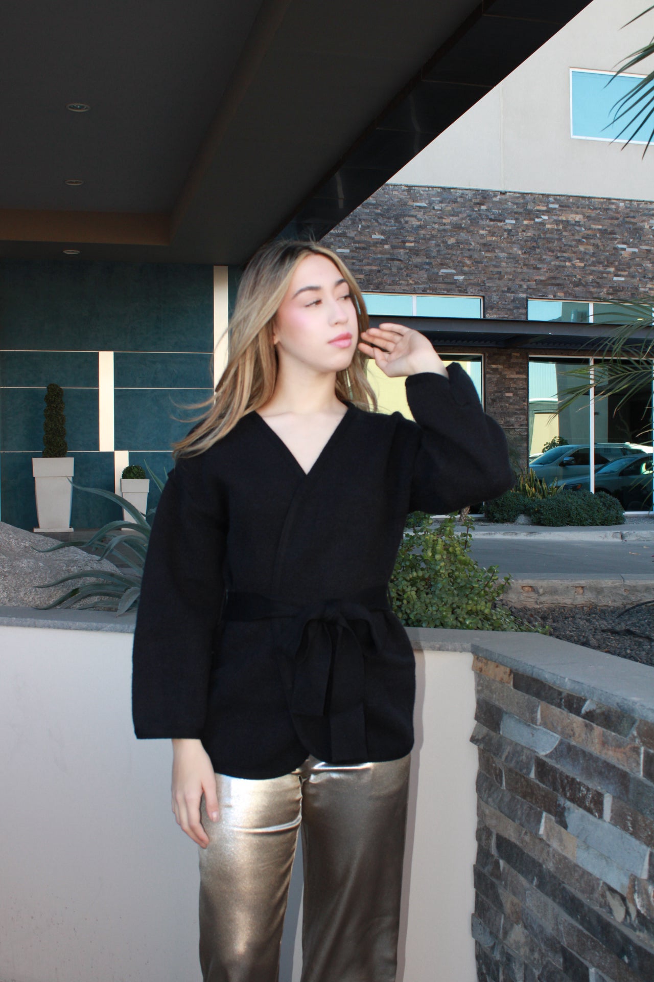 Blusa cardigan negra #11659