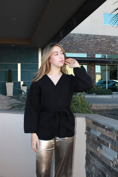 Blusa cardigan negra #11659