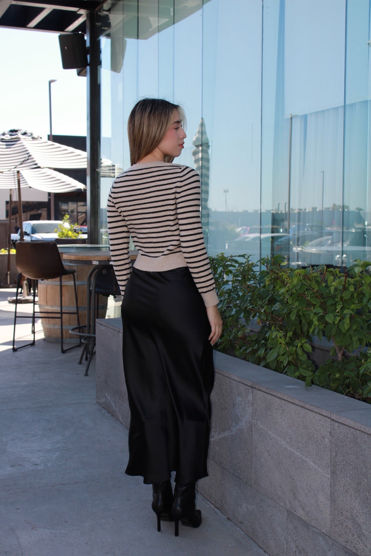 Suéter rayado mocha c negro #11503