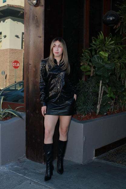 Blusa de lentejuela negra #11640