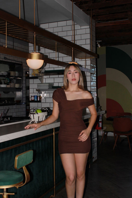 Vestido, café, corto ￼#11395
