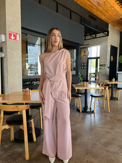 Conjunto, blusa y pantalón rosa pastel #11825￼