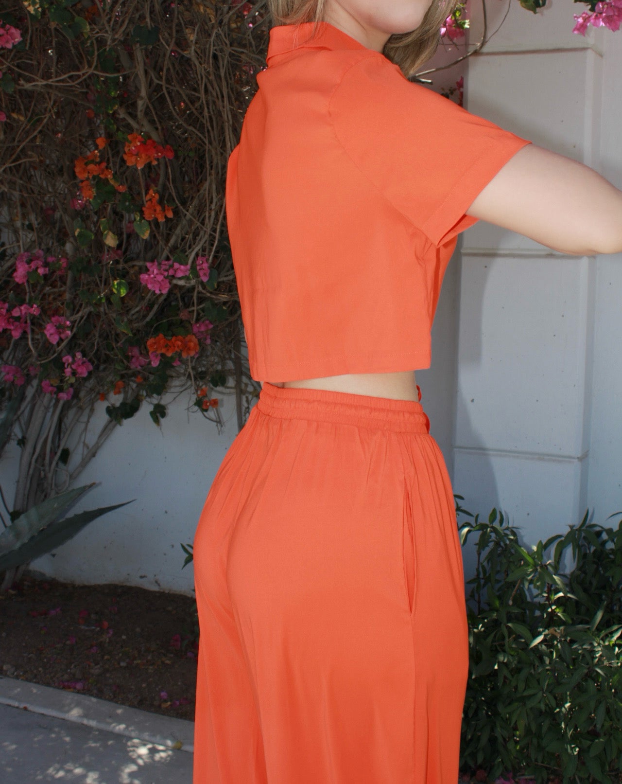 Set naranja blusa botones y pantalón #11159