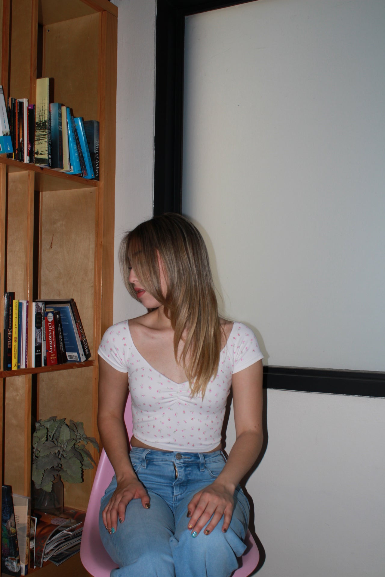 Top licra blanco floreado #11055