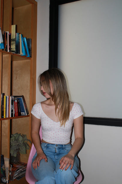 Top licra blanco floreado #11055