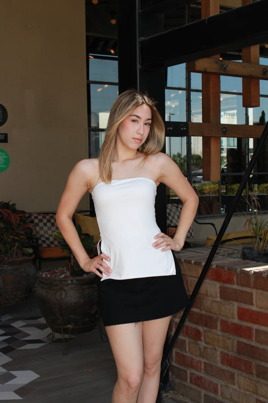 Top blanco strapless #11272