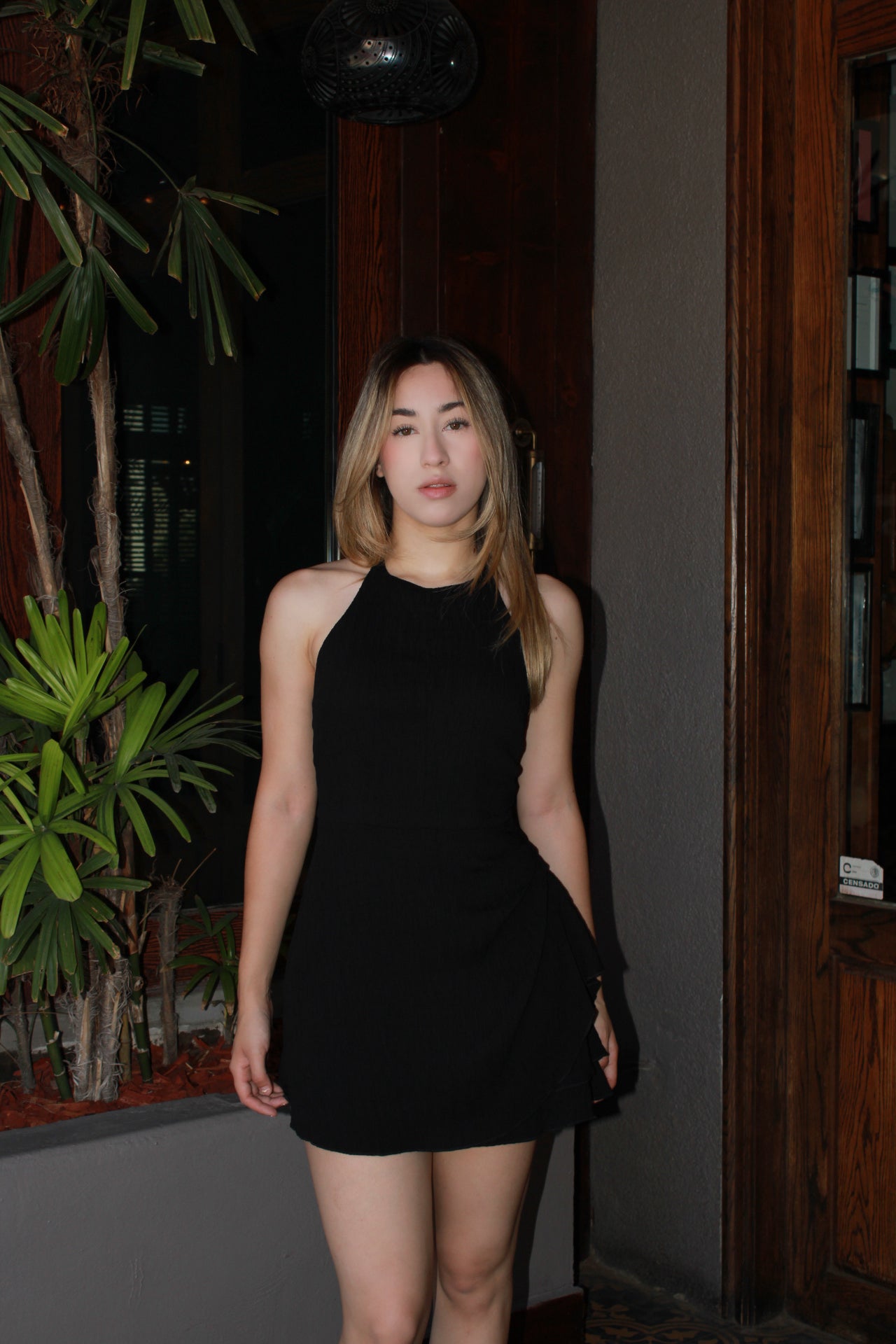 Vestido playero corto color negro halter #11309