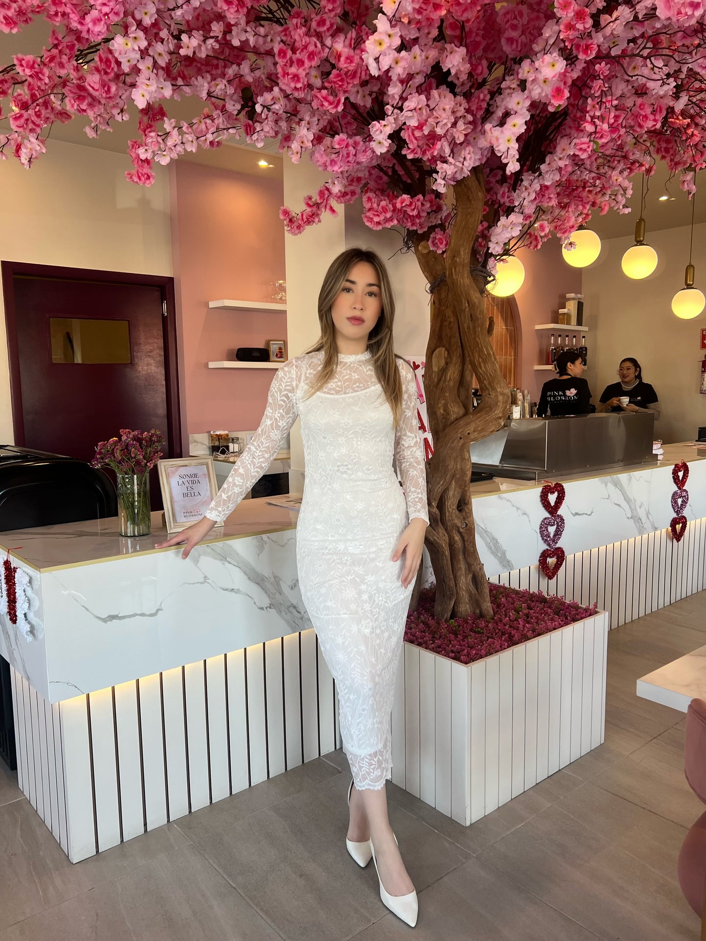 Vestido de encaje blanco #10943