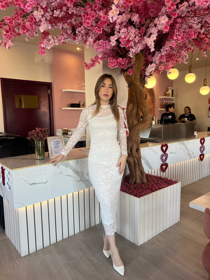 Vestido de encaje blanco #10943