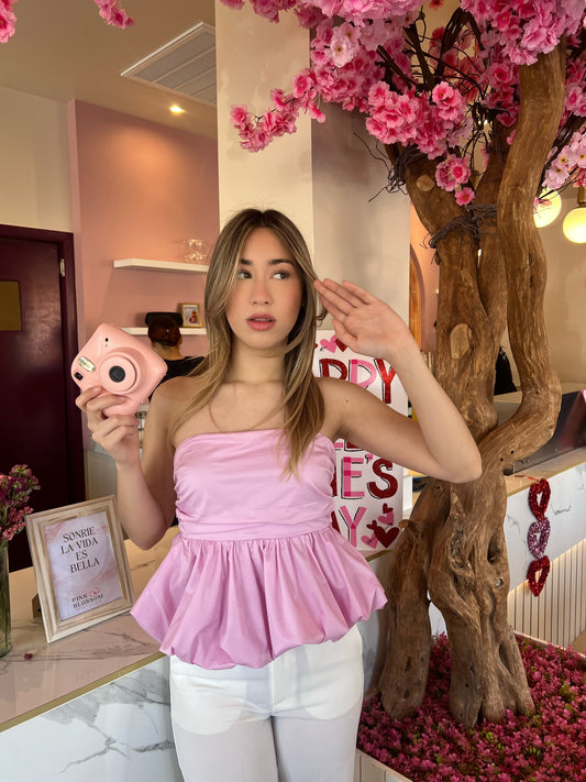 Top globo rosa claro #10935