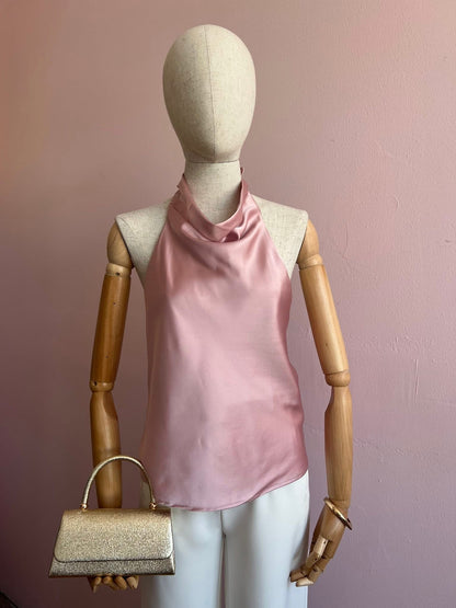 Blusa rosa halter satinada #11955