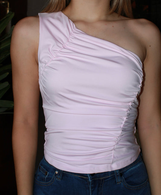 Blusa rosa pastel one shoulder #11445