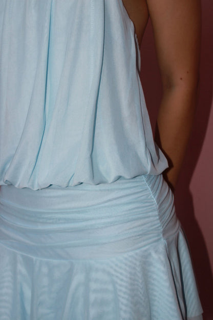 Vestido azul bebé halter corto #11813