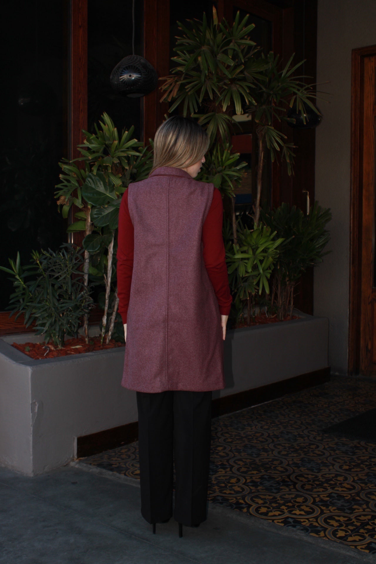 Chaleco guinda largo #11551