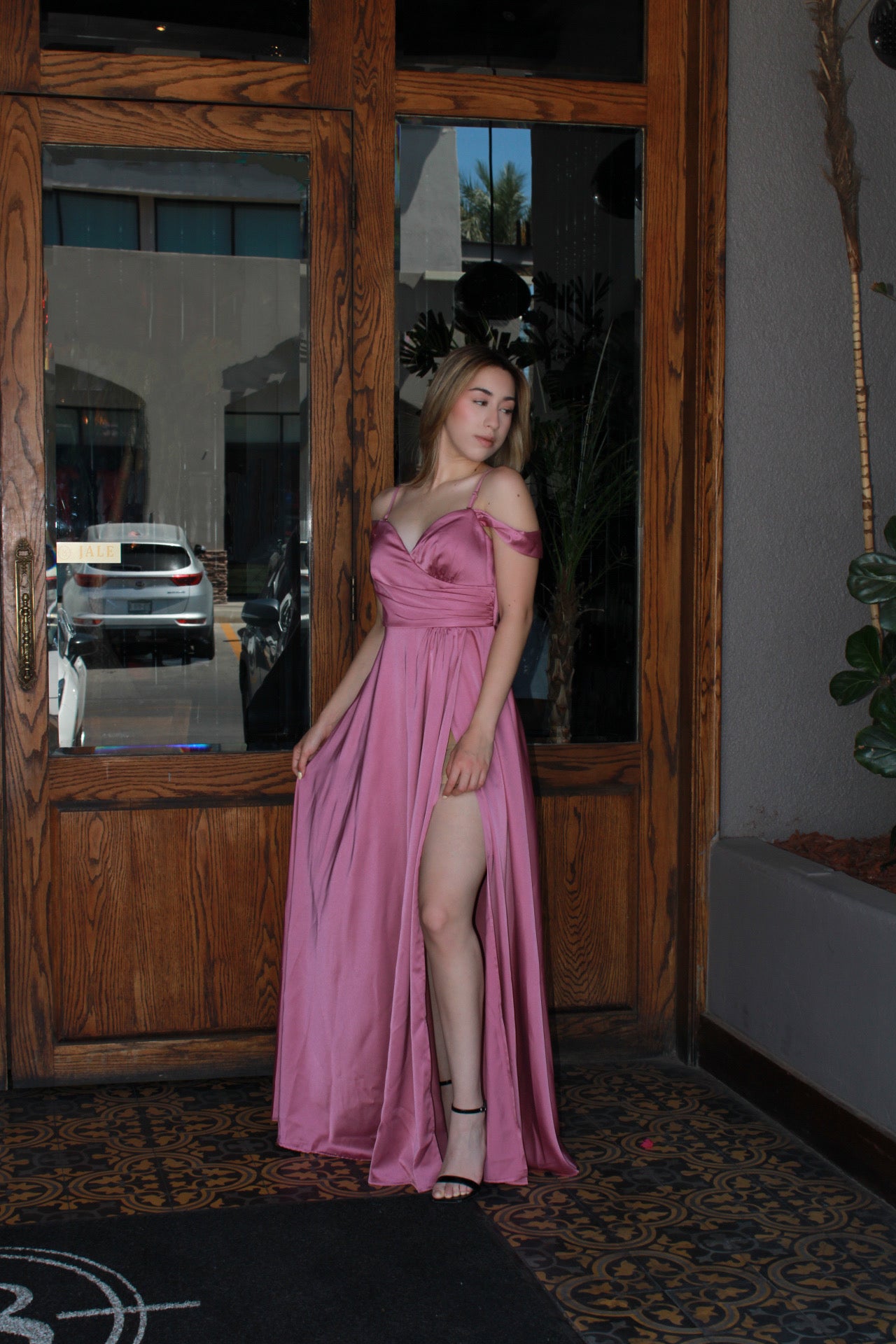 Vestido de noche rosa viejo #11229