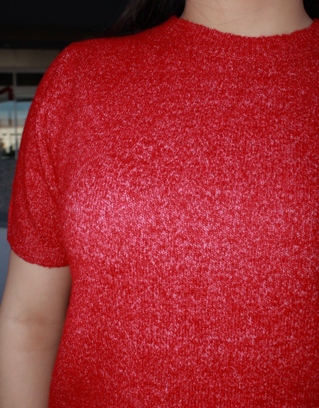 Blusa manga corta de suéter roja #11675