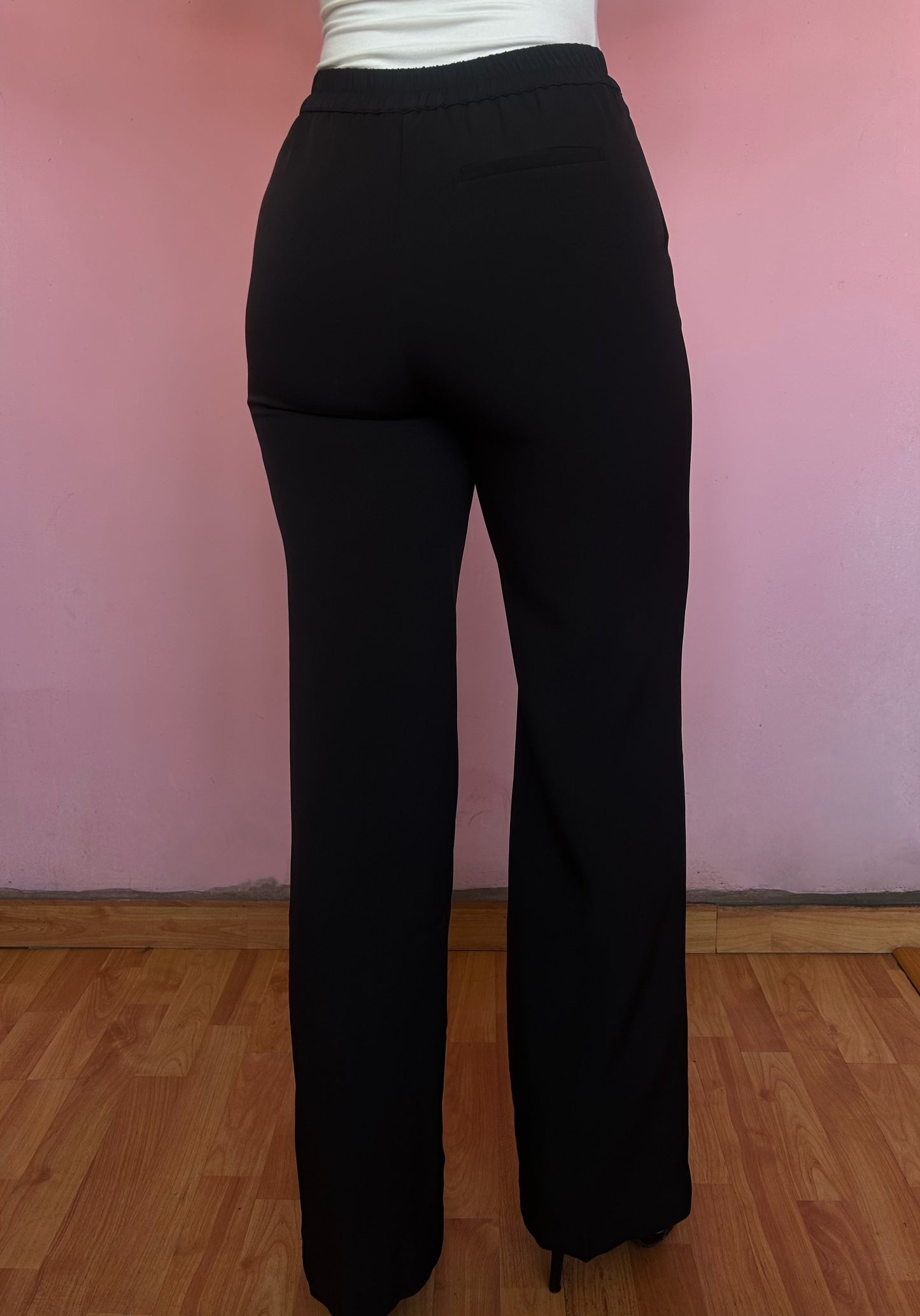 Pantalón de vestir negro con gancho y elástico #11337