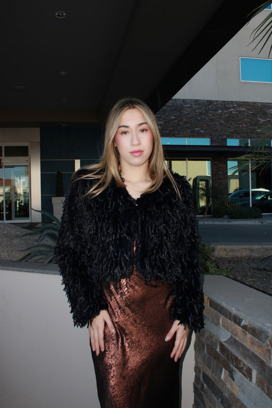 Saquito negro peludo #11684