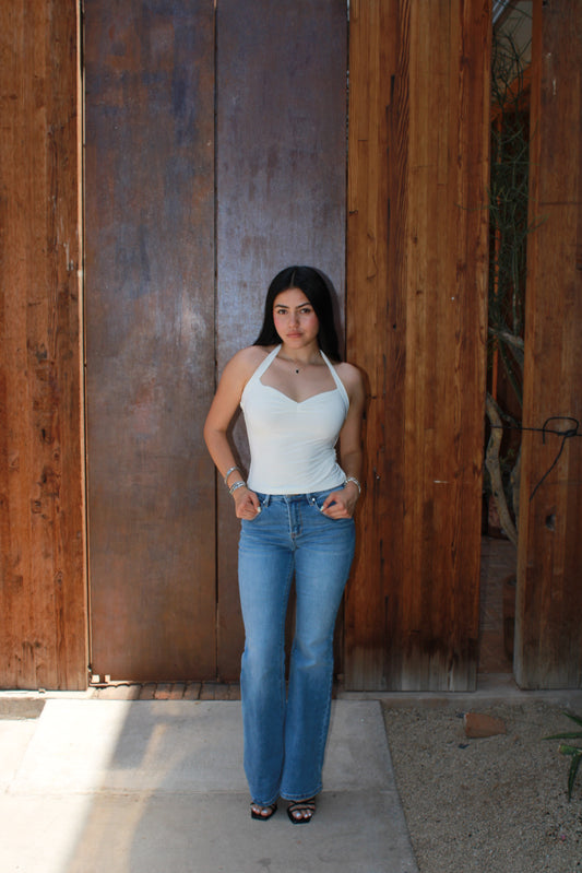Top halter blanco c moño atrás #11257