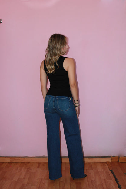 Chaleco negro de botones con strech #11336