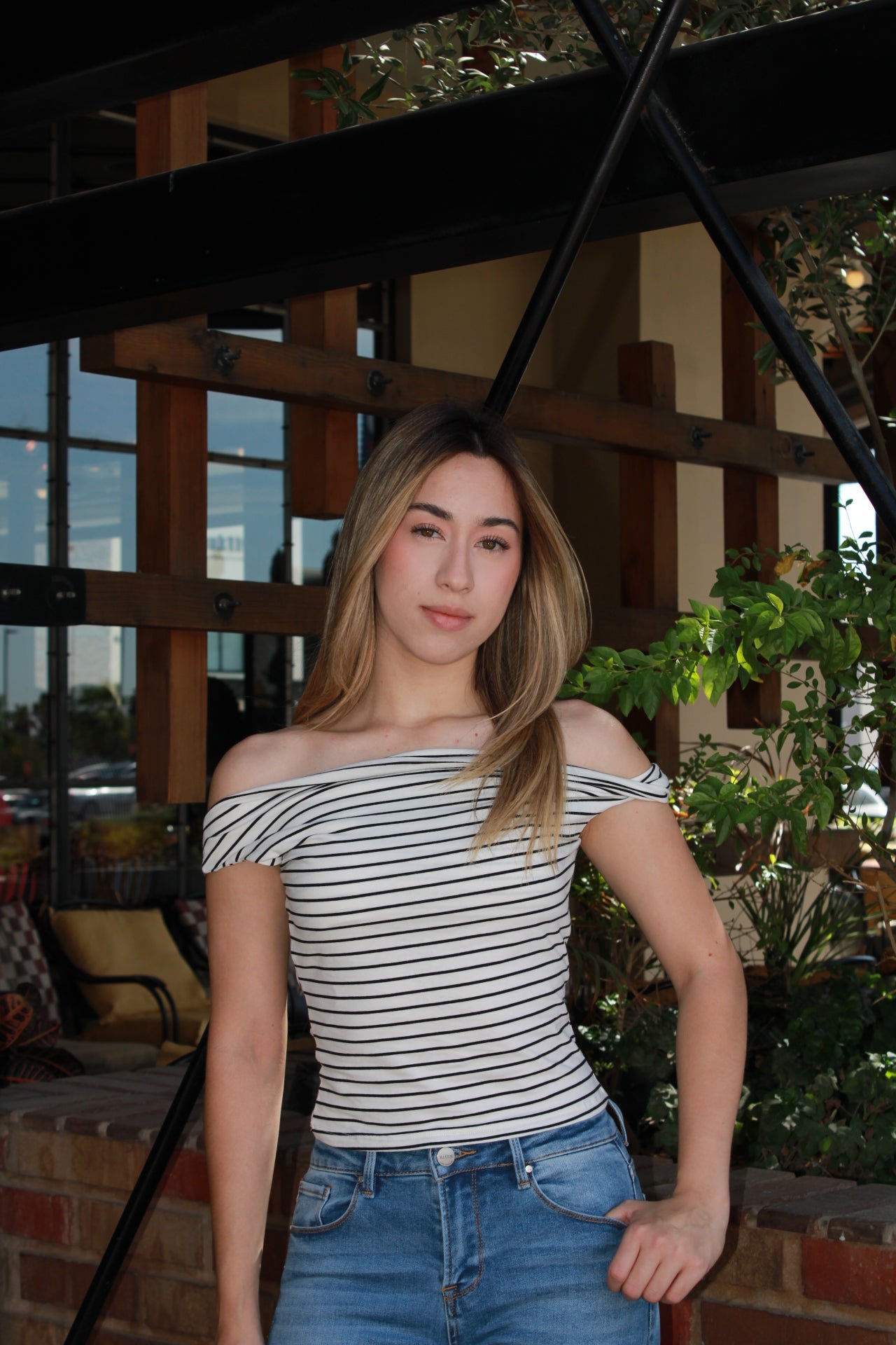 Blusa blanca rayas negras #11284