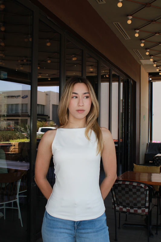 Blusa blanca de mini tirantes #11297