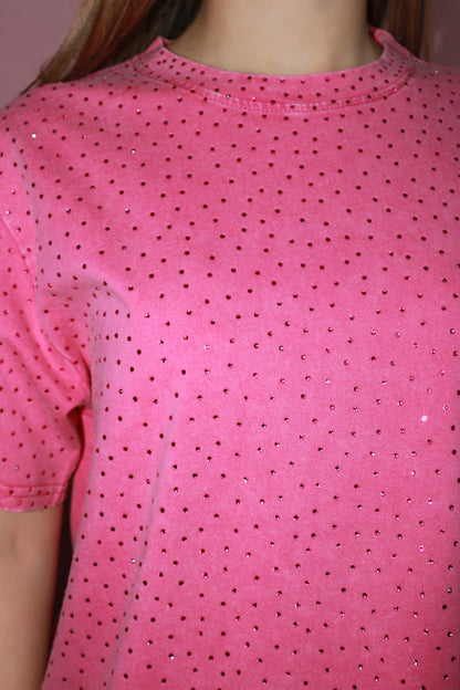 Camiseta rosa c brillos #11740
